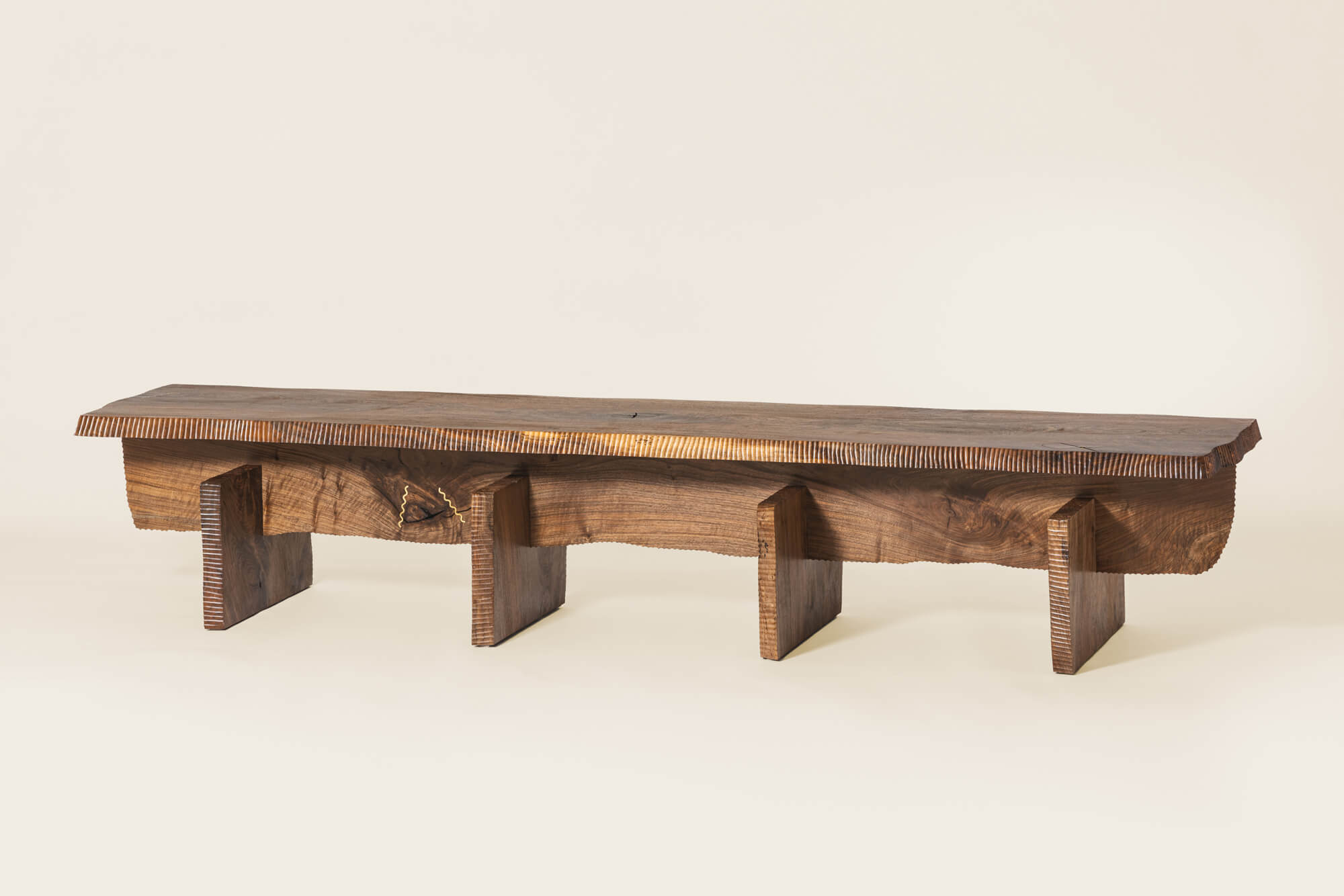 ’Lee’ (bench), 2400 x 400 x 450(H) mm, walnut, brass, unique, 2023